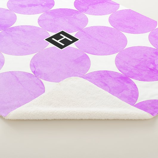 Moderne Paarse cirkels | Monogram Sherpa Deken (3/4)