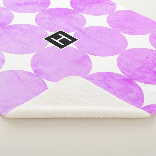 Moderne Paarse cirkels | Monogram Sherpa Deken (3/4)