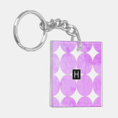 Moderne Paarse cirkels | Monogram Sleutelhanger (Voorkant Links)