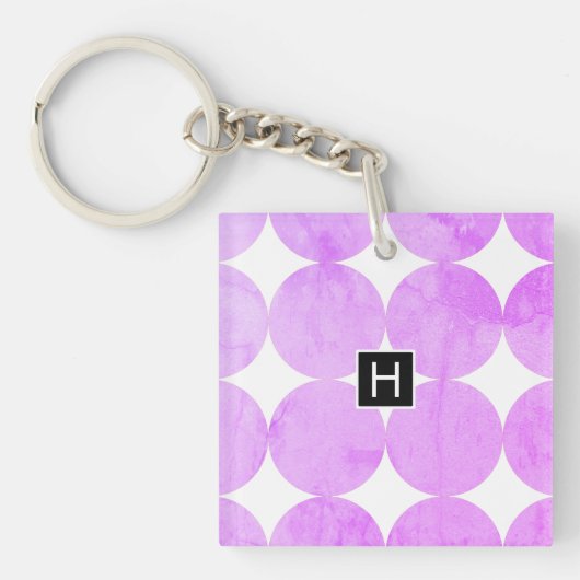 Moderne Paarse cirkels | Monogram Sleutelhanger (Voorkant)