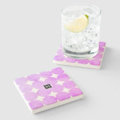 Moderne Paarse cirkels | Monogram Stenen Onderzetter (Zijkant)