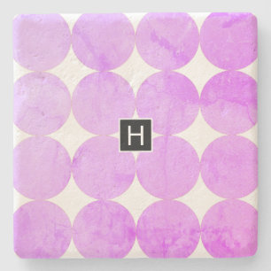 Moderne Paarse cirkels   Monogram Stenen Onderzetter