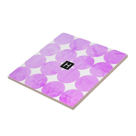 Moderne Paarse cirkels | Monogram Tegeltje (Zijkant)