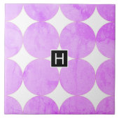 Moderne Paarse cirkels | Monogram Tegeltje (Voorkant)