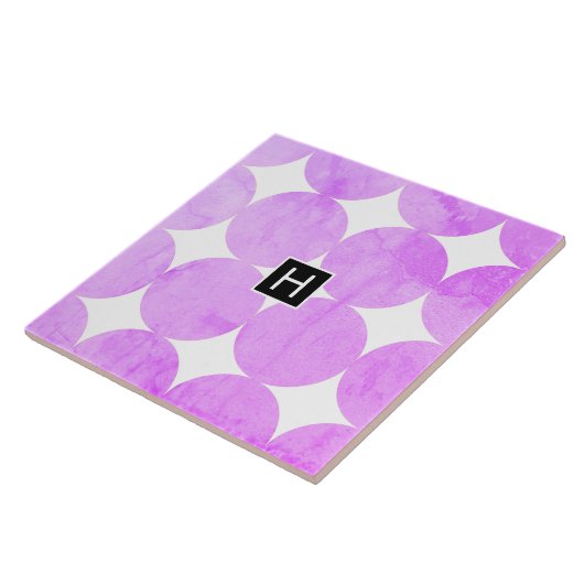 Moderne Paarse cirkels | Monogram Tegeltje (Zijkant)