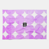 Moderne Paarse cirkels | Monogram Theedoek (Horizontaal)