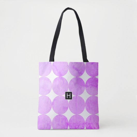 Moderne Paarse cirkels | Monogram Tote Bag (Voorkant)