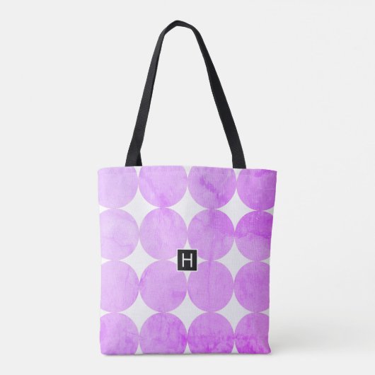 Moderne Paarse cirkels | Monogram Tote Bag (Achterkant)
