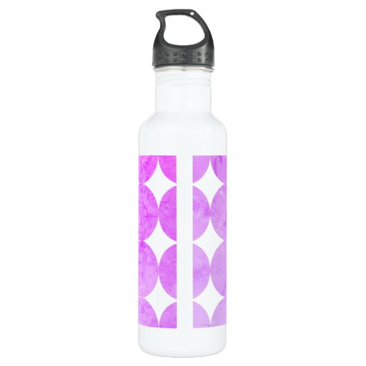 Moderne Paarse cirkels | Monogram Waterfles (Achterkant)