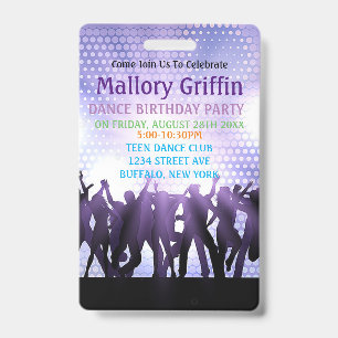 Moderne Paarse Dans Verjaardagsfeest Badge