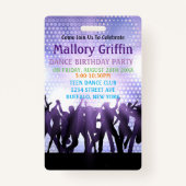 Moderne Paarse Dans Verjaardagsfeest Badge (Voorkant)