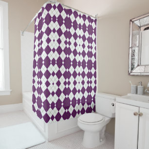 Moderne Paarse Diamant Argyle Grid Douchegordijn
