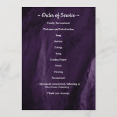 Moderne Paarse dienstregeling begrafenis Programmakaart (Achterkant)