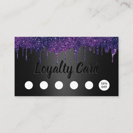 Moderne Paarse driften: schoonheidssalon zwarte lo Klantenkaartje (Voorkant)