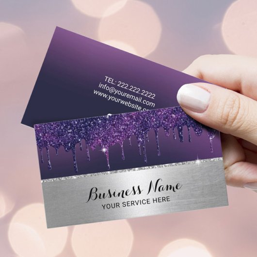 Moderne Paarse drivers Silver Border Beauty Salon  Visitekaartje
