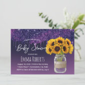 Moderne Paarse druppels roestvrij Baby shower Kaart (Staand voorkant)