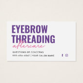 Moderne Paarse eenvoudige eyebrow Threading Afterc Visitekaartje (Voorkant)