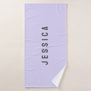 Moderne Paarse Eenvoudige Minimalistische Naam Badhanddoek
