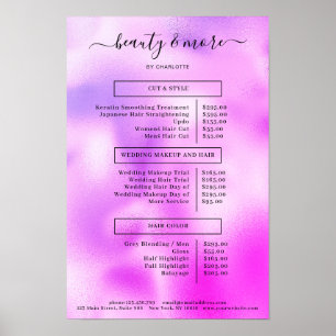 Moderne Paarse Eenvoudige Salon Prijslijst Poster