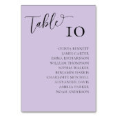 Moderne Paarse Eenvoudige Trouwtafelnummers Kaart (Achterkant)