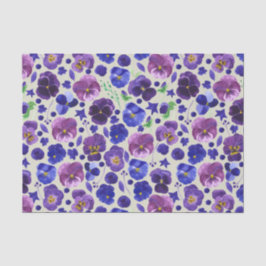 Moderne Paarse en blauwe Pansies Festive Tissuepapier