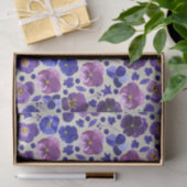 Moderne Paarse en blauwe Pansies Festive Tissuepapier (Geschenk)