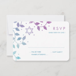 Moderne Paarse en Blauwgroen BBT Mitzvah RSVP-kaar RSVP Kaartje
