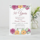 Moderne paarse en gele bloemen Moeder Verjaardag Kaart (Staand voorkant)