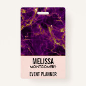 Moderne Paarse en Gold Abstracte marmer Business Badge (Achterkant)