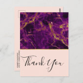 Moderne Paarse en Gold Abstracte marmer Dank u Briefkaart (Voorkant / Achterkant)