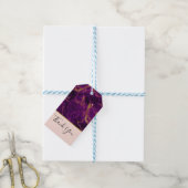 Moderne Paarse en Gold Abstracte marmer Dank u Cadeaulabel (Met Touw)