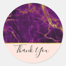 Moderne Paarse en Gold Abstracte marmer Dank u Ronde Sticker