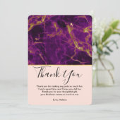 Moderne Paarse en gouden Abstracte marmer Bedankkaart (Staand voorkant)