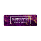 Moderne Paarse en gouden Abstracte marmer Etiket (Voorkant)