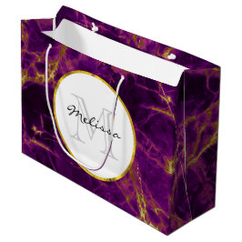 Moderne Paarse en gouden Abstracte marmer Groot Cadeauzakje