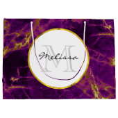 Moderne Paarse en gouden Abstracte marmer Groot Cadeauzakje (Achterkant)