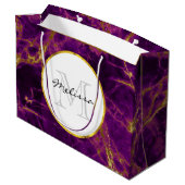 Moderne Paarse en gouden Abstracte marmer Groot Cadeauzakje (Achterkant Gekanteld)
