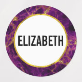 Moderne Paarse en gouden Abstracte marmer Labels (Design 2)