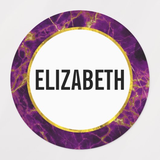 Moderne Paarse en gouden Abstracte marmer Labels (Design 1)