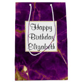 Moderne Paarse en gouden Abstracte marmer Medium Cadeauzakje (Voorkant)