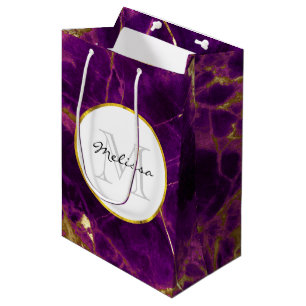 Moderne Paarse en gouden Abstracte marmer Medium Cadeauzakje