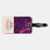 Moderne Paarse en gouden Abstracte marmer-monogram Bagagelabel (Achterkant horizontaal)
