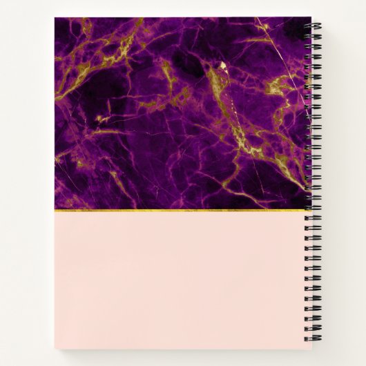 Moderne Paarse en gouden Abstracte marmer-monogram Notitieboek (Achterkant)