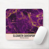 Moderne Paarse en gouden Abstracte marmer Muismat (Met muis)