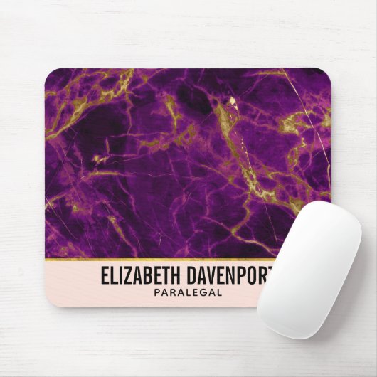 Moderne Paarse en gouden Abstracte marmer Muismat (Met muis)