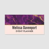 Moderne Paarse en gouden Abstracte marmer Naamplaatje (Voorkant)