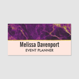 Moderne Paarse en gouden Abstracte marmer Naamplaatje