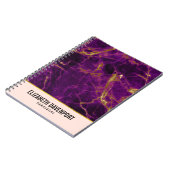 Moderne Paarse en gouden Abstracte marmer Notitieboek (Linkerzijde)