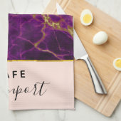 Moderne Paarse en gouden Abstracte marmer Theedoek (Quarter Fold)