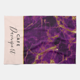 Moderne Paarse en gouden Abstracte marmer Theedoek